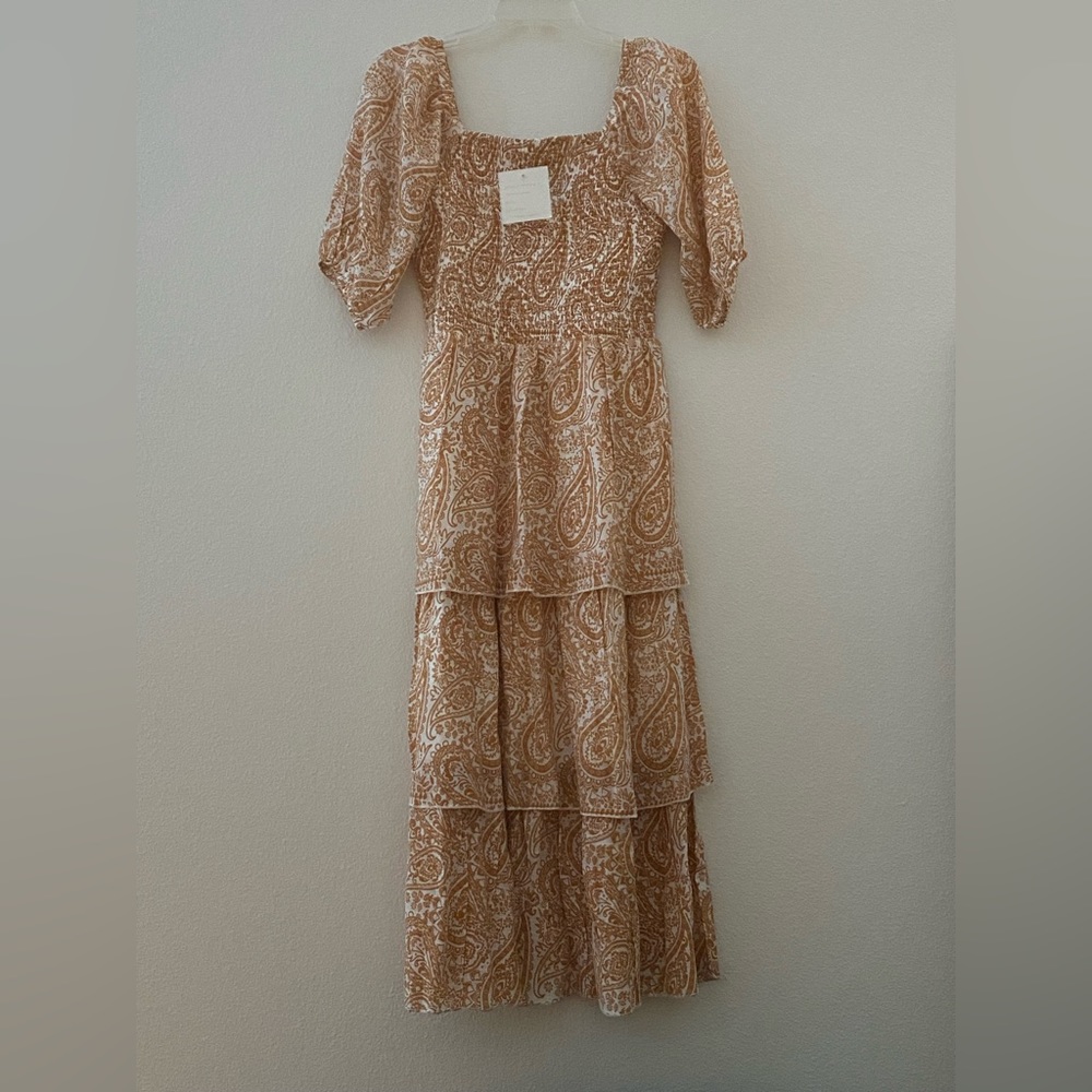 Summer dress with orange paisley print